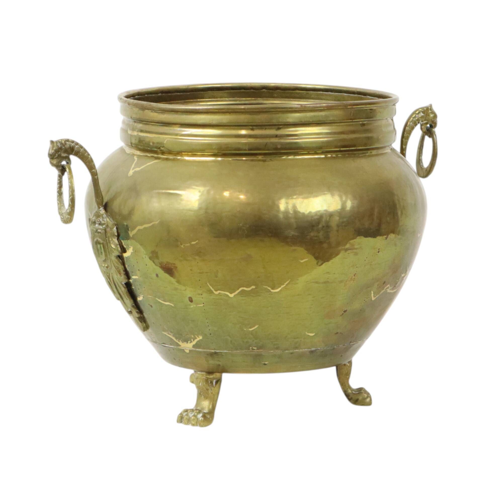 Antique French Jardinière Flower Pot Brass Early 20th Century