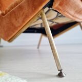 Antique Scandinavian velvet armchair with compass feet