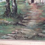 Animated landscape, washerwomen by the river, 81 x 70 cm, Oil on canvas XIXth by E. AYGAL