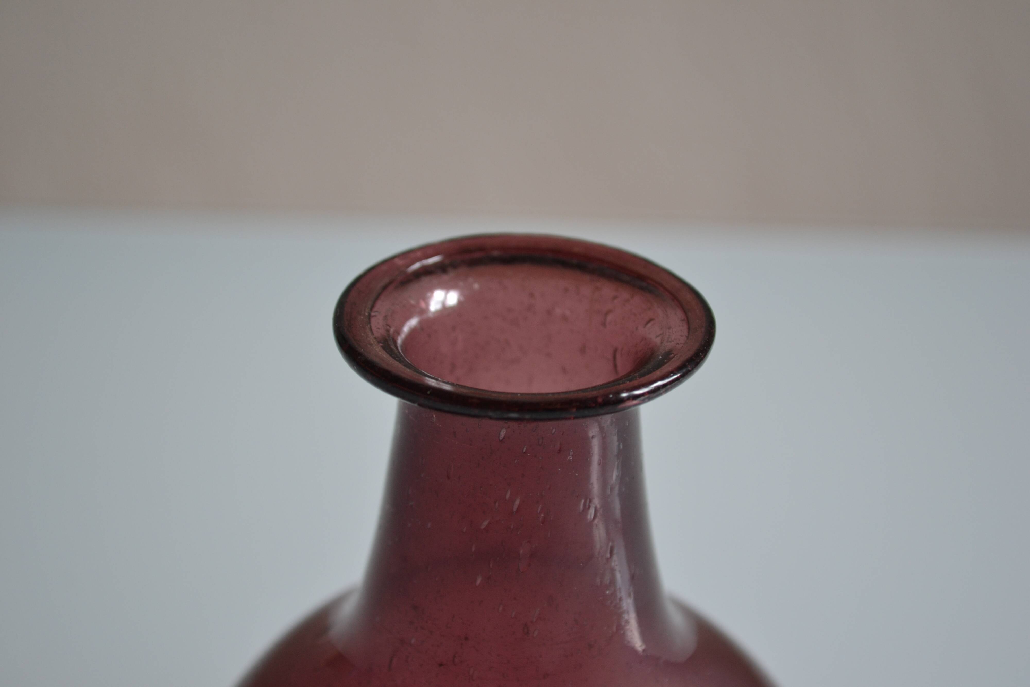 Blown and bubbled glass vase
