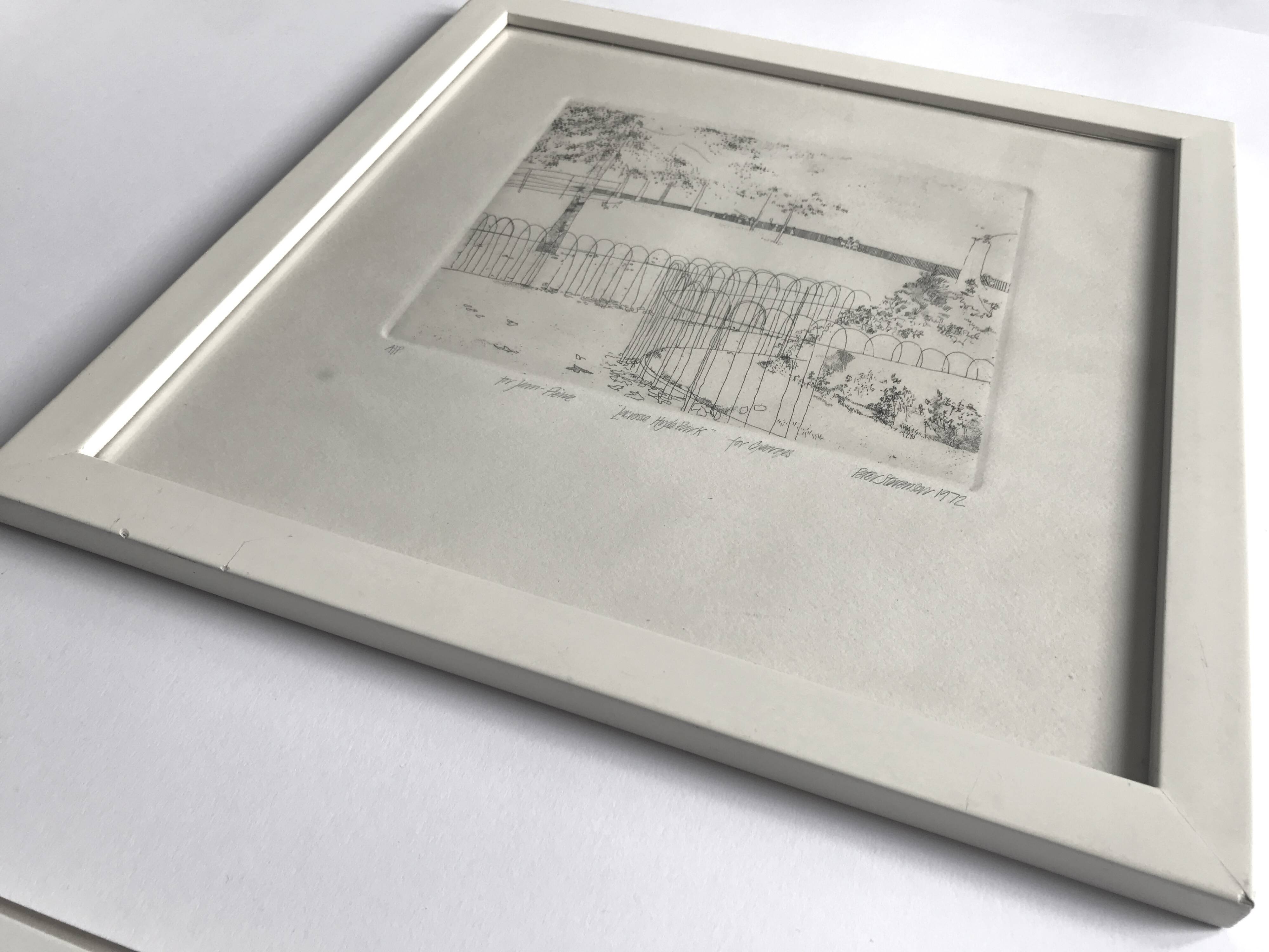 Peter stevenson, lacrosse hyde park, 1972. etching signed in pencil