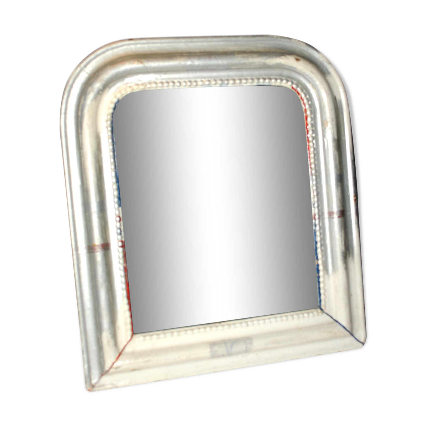 Miroir Louis-Philippe, cadre perle patiné 41x47 cm