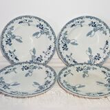 Lot 4 flat plates in Earthenware of St Amand and Hamage model Modern-Style, iron earth.