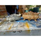 Pair of cast iron planters from 1900 from Charleville-Mézières, rocaille style