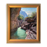 HST painting "Grand canyon of the Verdon Gorges" signed Lecompte + frame