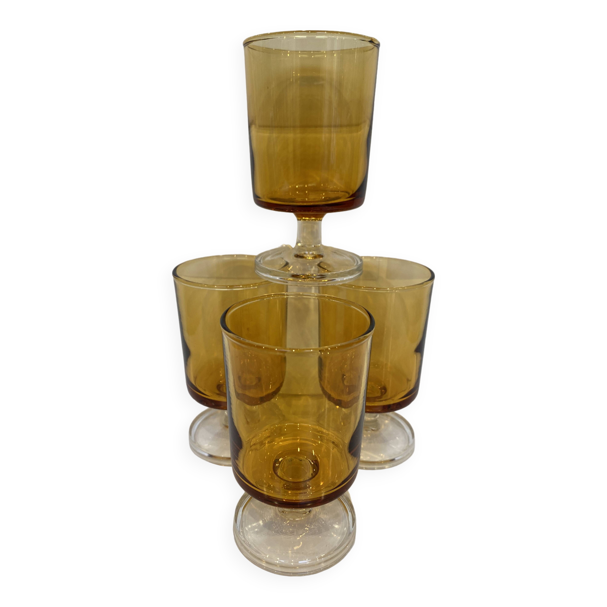 Set of 4 Luminarc Sweden Amber white wine glasses