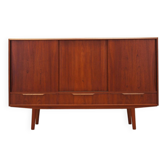 Buffet haut en teck, design danois, années 1970, production : Danemark