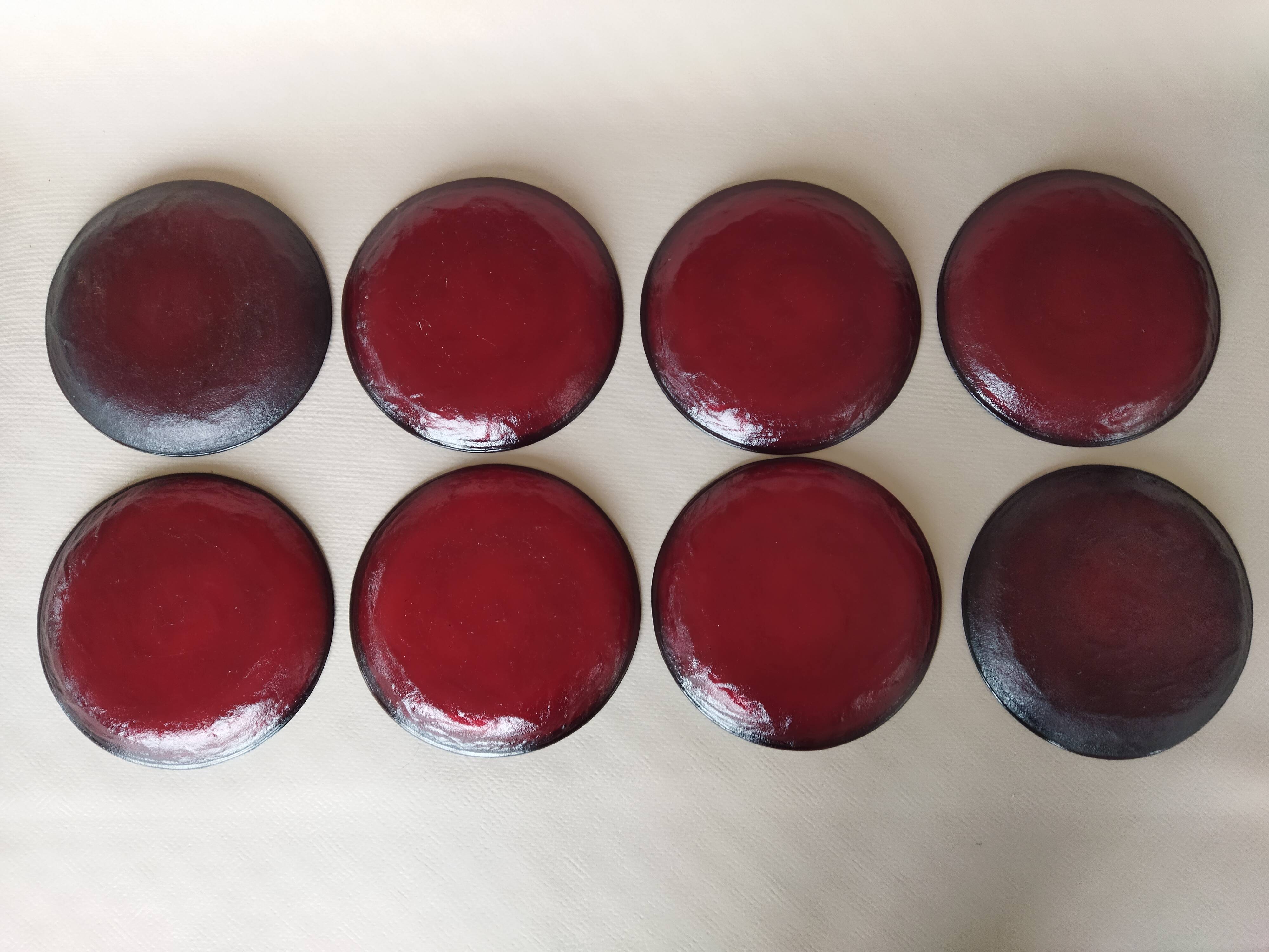 8 Arcoroc Sierra Rubis dinner plates