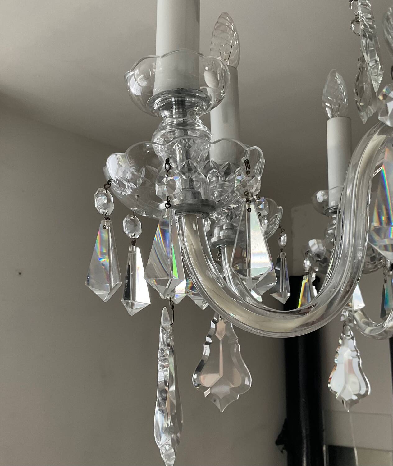 Ancien Lustre en cristal de Bohème 8 bras