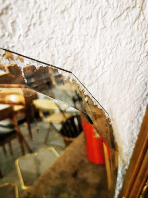 Bevelled round mirror 49cm