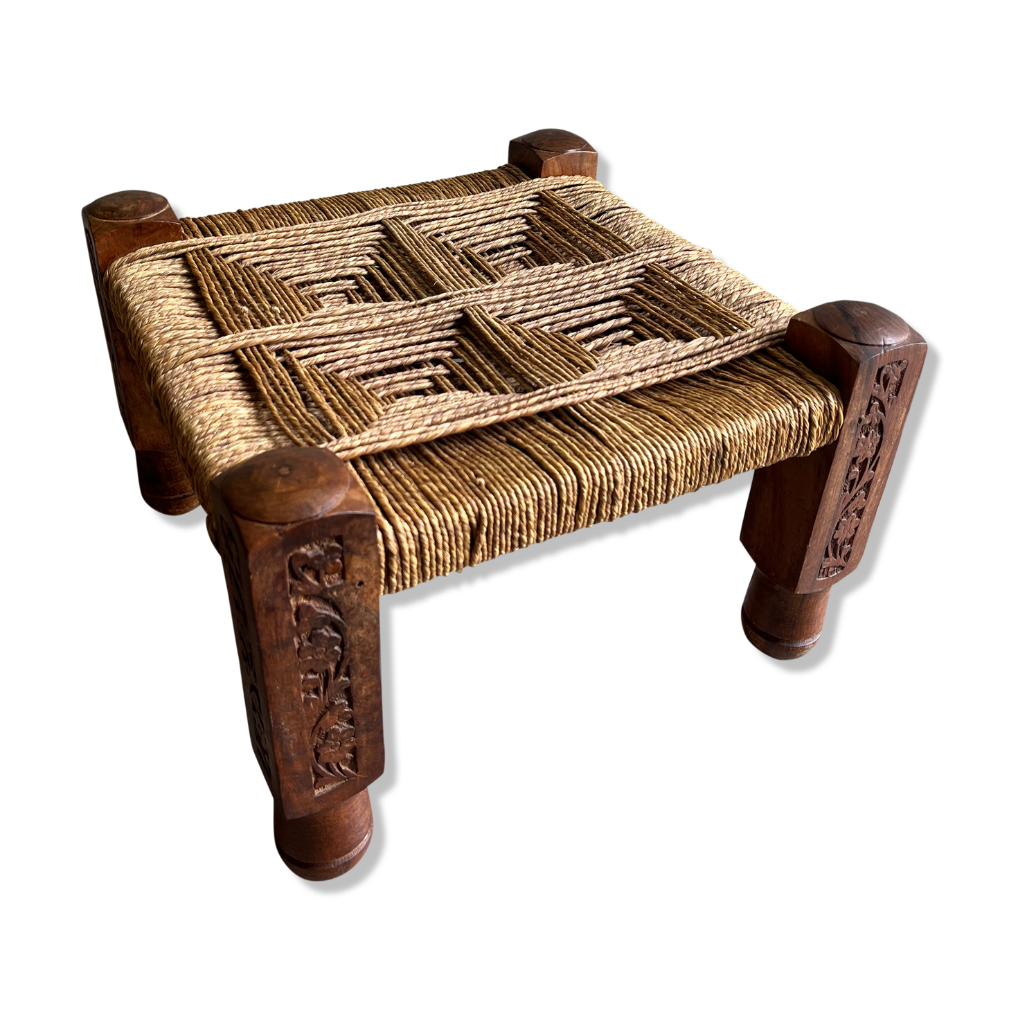 Charpoy stool wood and rope