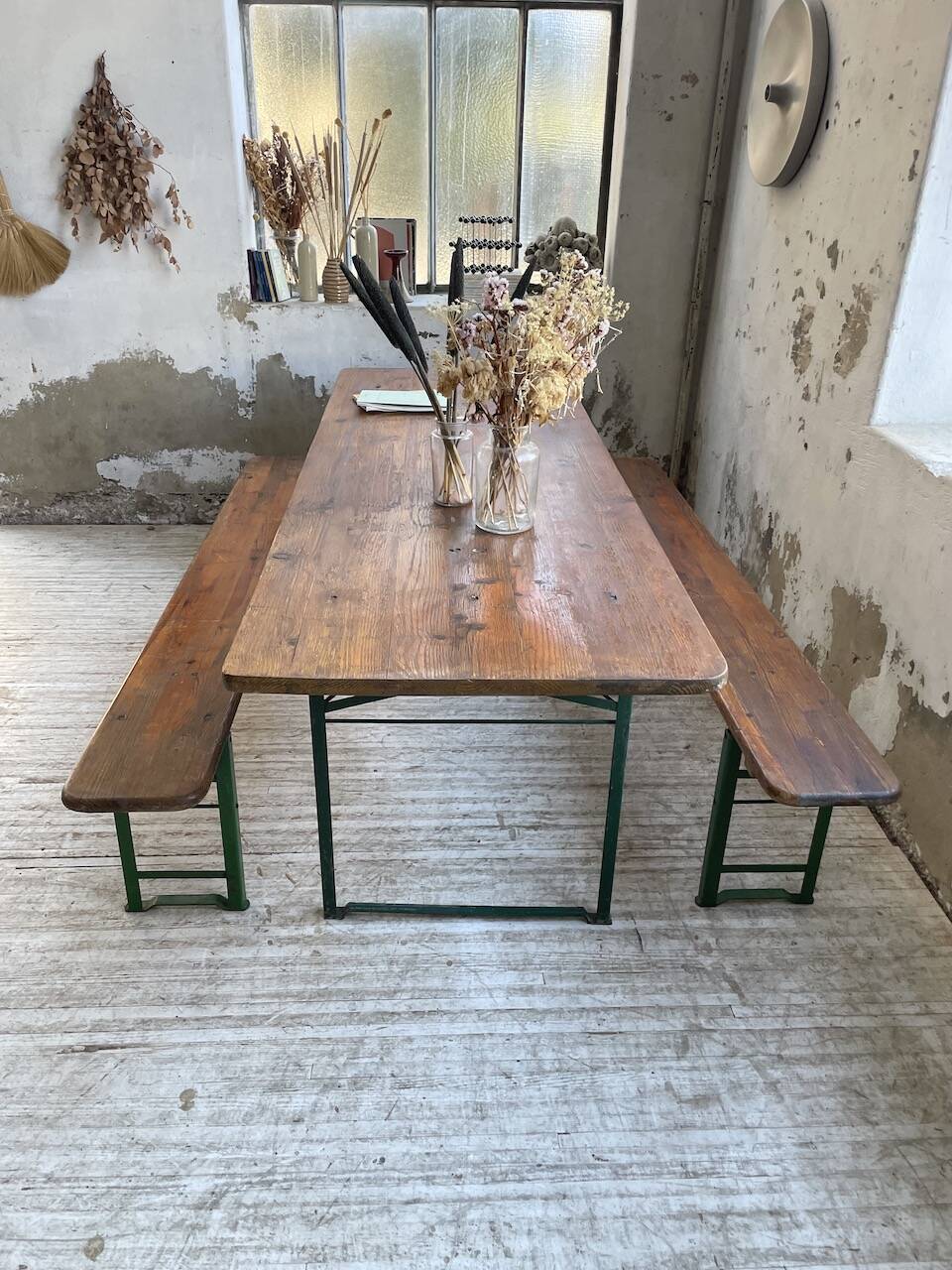 Guinguette table and its 2 benches