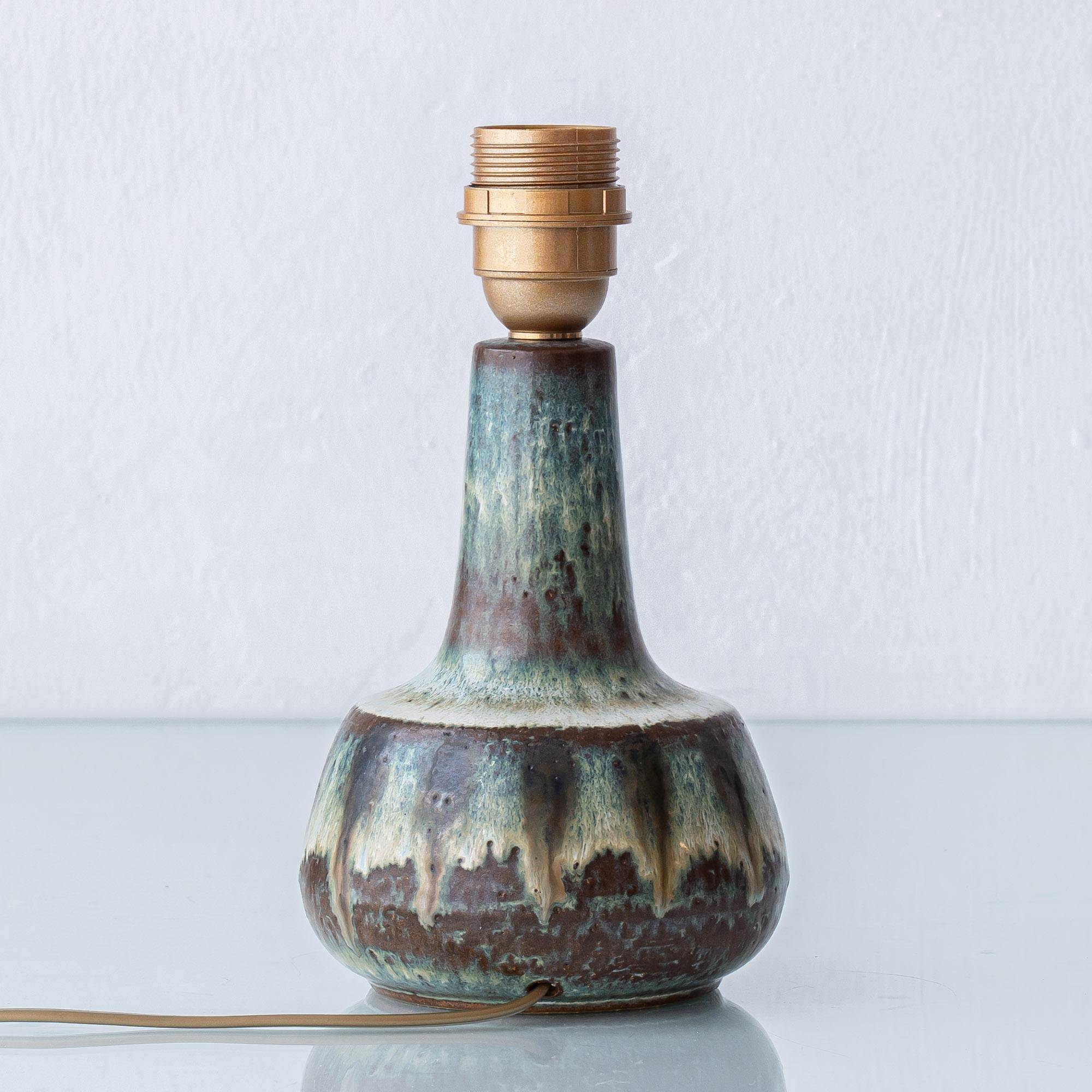 Pair of Søholm Stentøj table lamps, modern organic glazed stoneware, 1960s