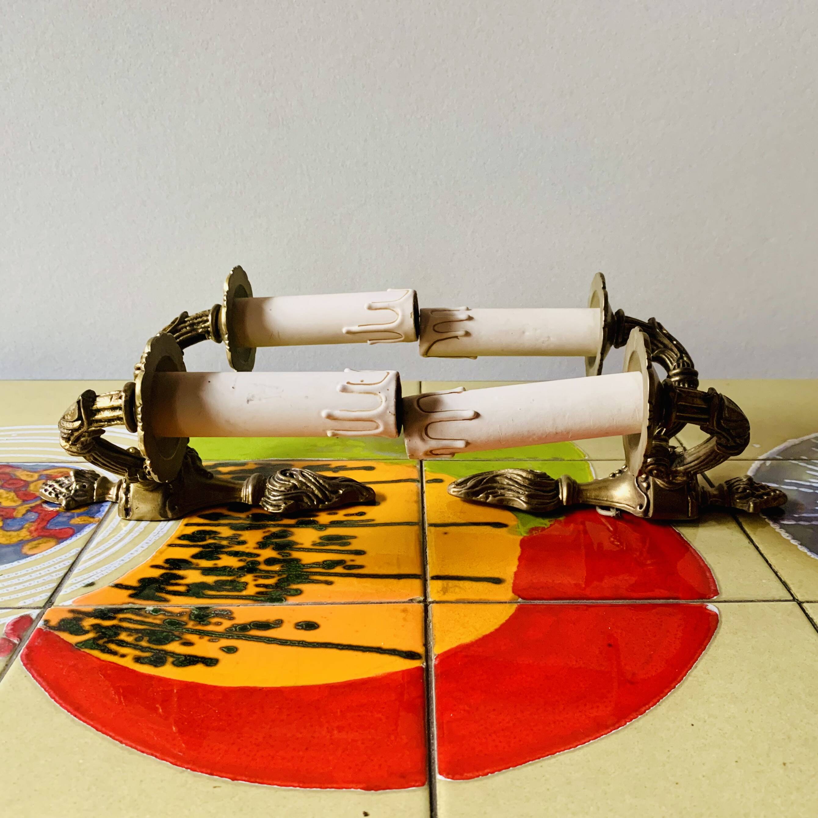 Pair of vintage brass wall sconces