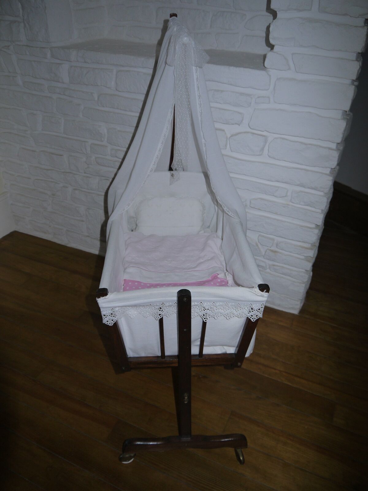Former cradle swing and bars on wheels