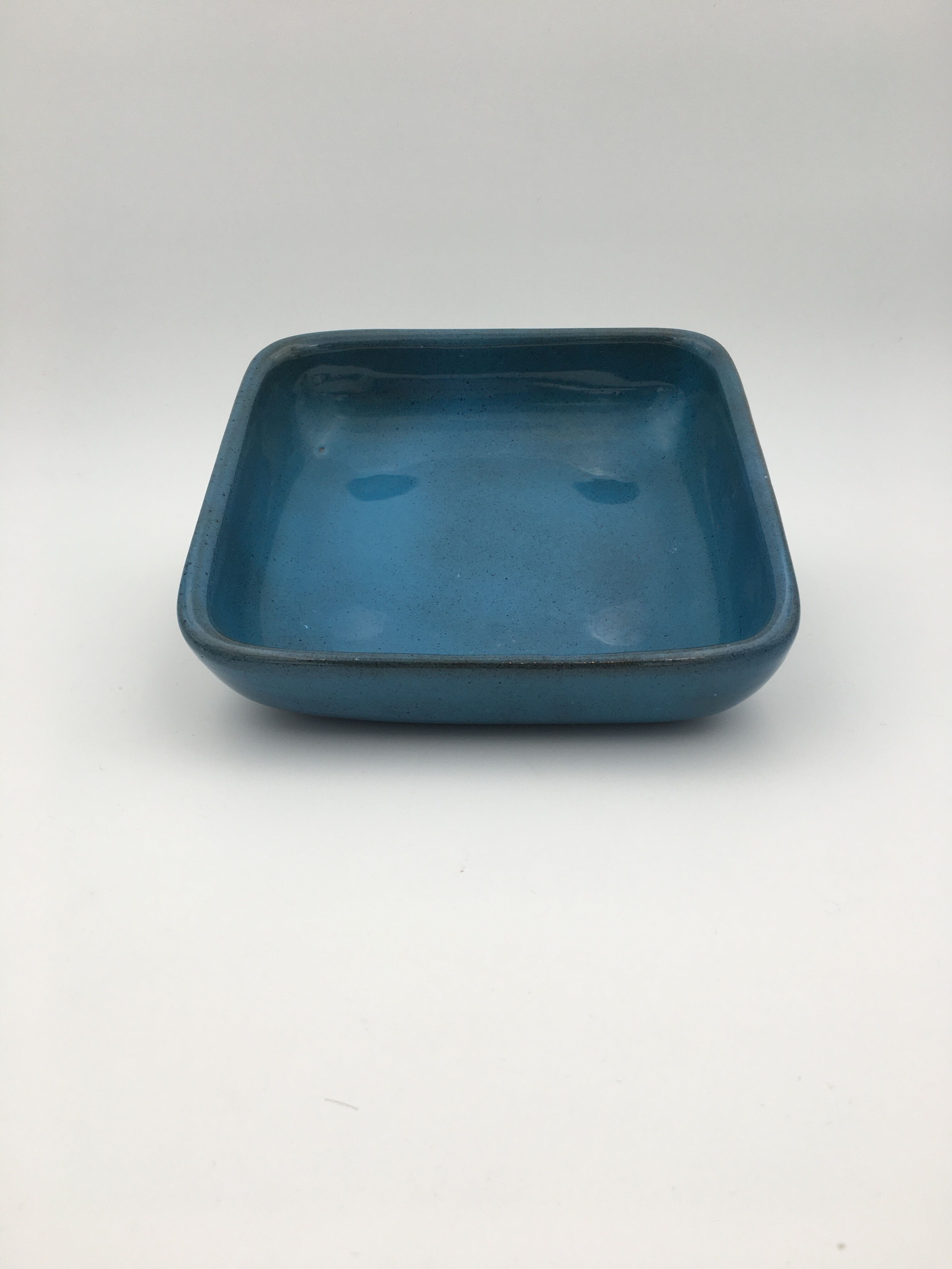 Hollow cup enamelled terracotta, turquoise, by Dawn Chatoney - 20th, 21st century