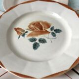 Set of 5 flat plates powder pink Digoin Sarreguemines and Longwy years 30-40