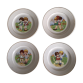 Assiettes à dessert "parlante" scène d'enfants Lunéville