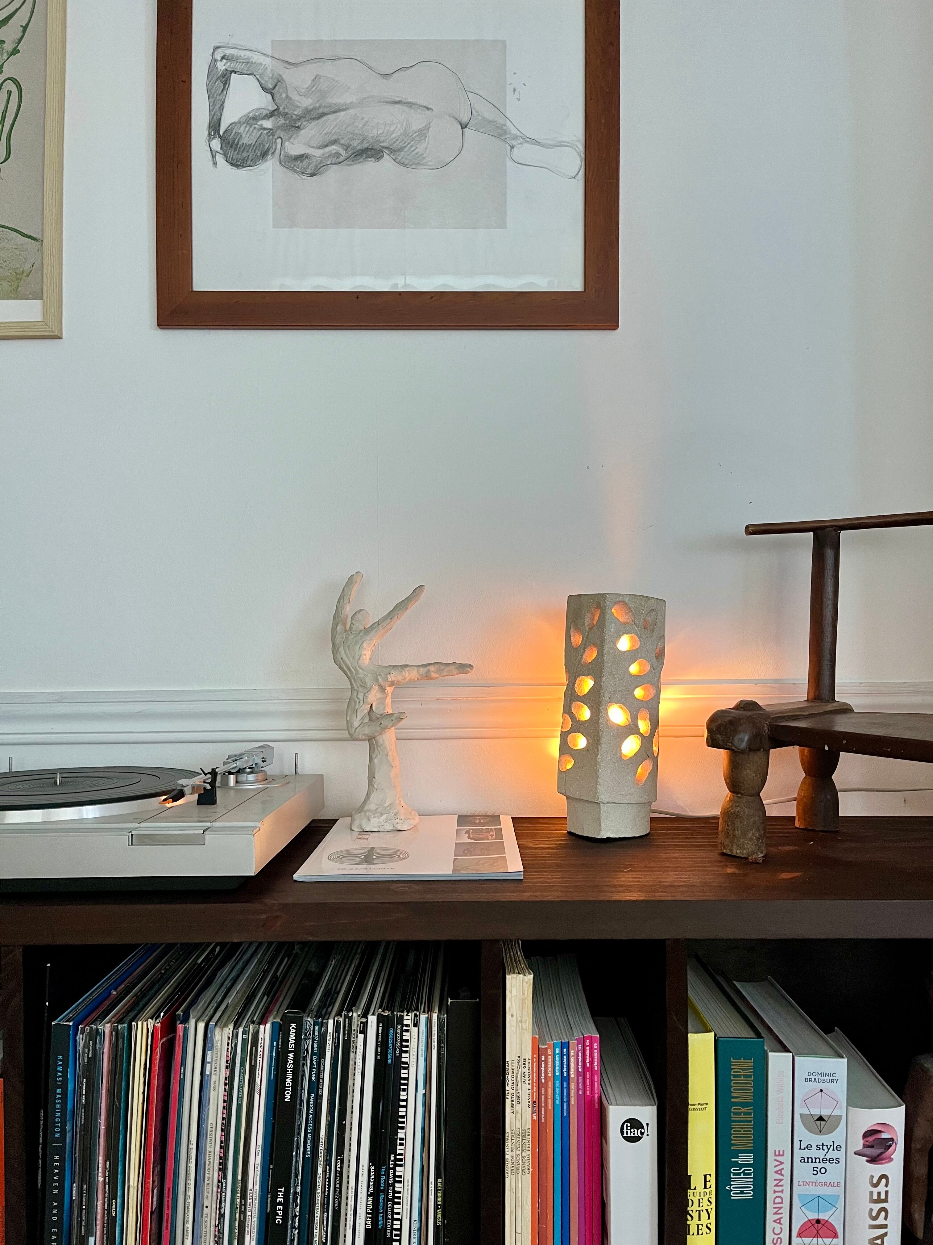 1970s stone sculpture lamp