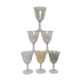6 iridescent harlequin glasses in port