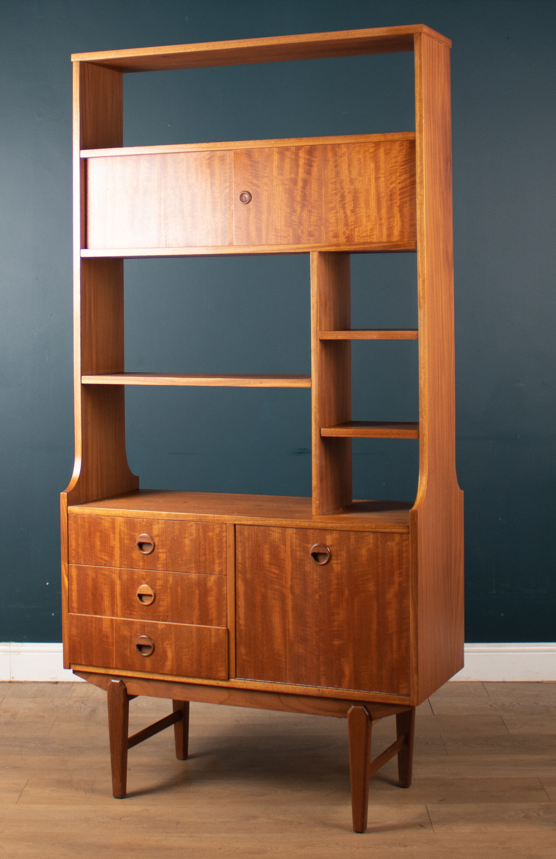 Retro Teak 1960s Two Sided Mid Century Room Divider Bookcase Shelving