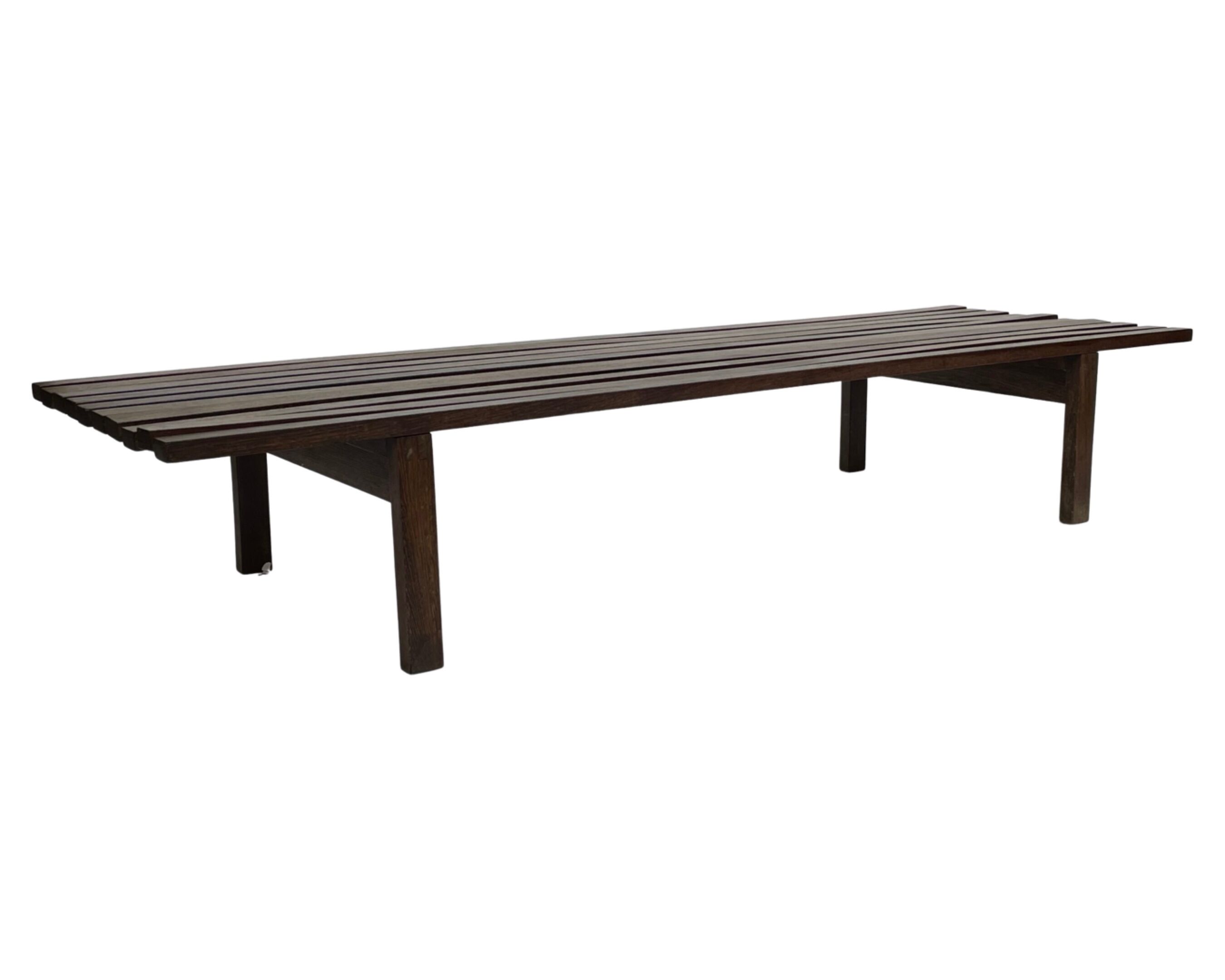 Slatted bench table wenge wood Martin Visser style 60's