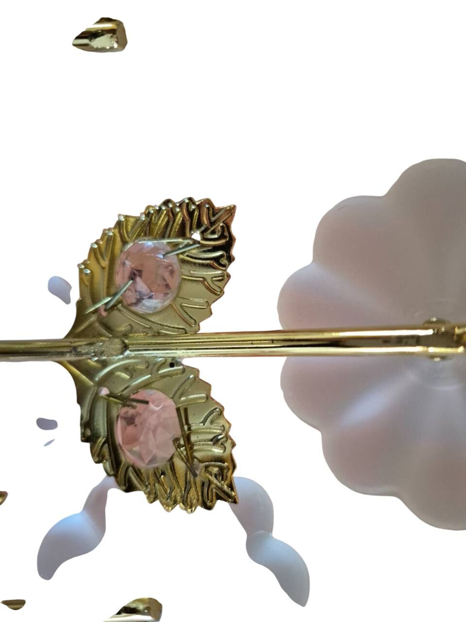 Pair of Banci Florence gold metal and crystal flower wall sconces