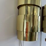 Pair of Scandinavian teak and brass sconces
