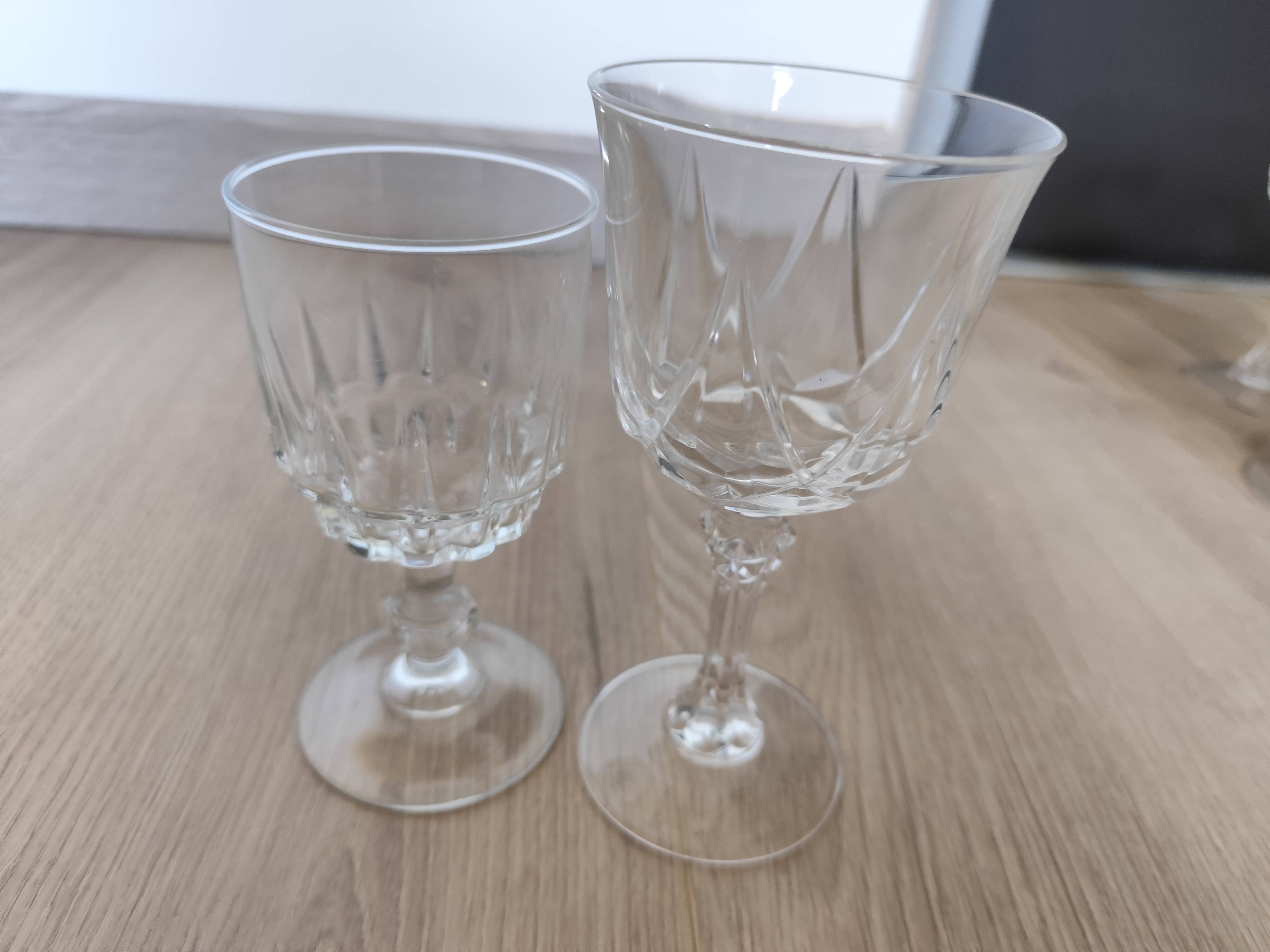 Set of 6 large stemmed glasses + 8 small Cristal d'Arques Water & Wine 1970
