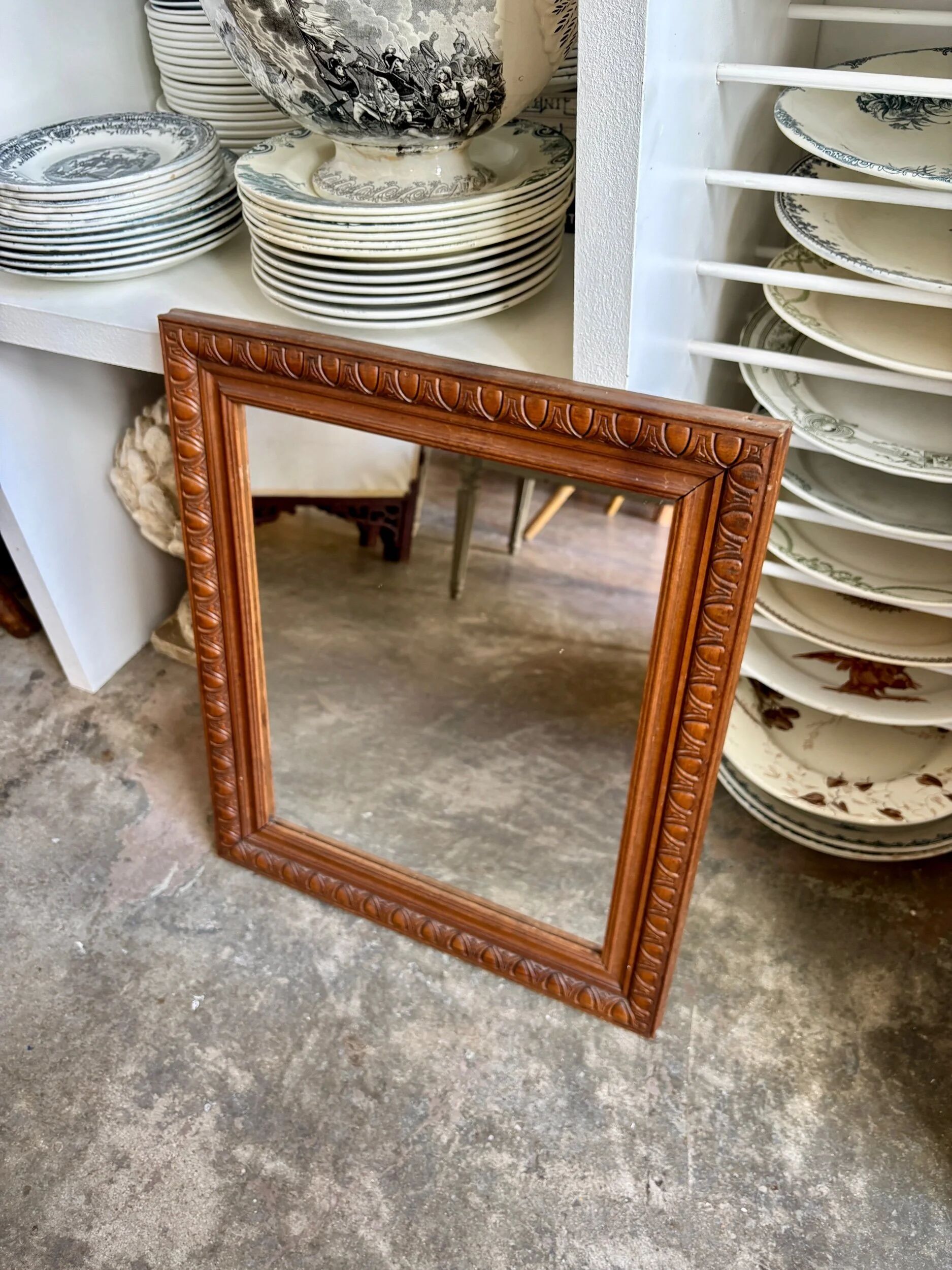 Moulded wooden mirror 52 x 45 cm