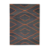Modern geometric blue kilim rug handwoven flatwoven wool area rug- 122x183cm