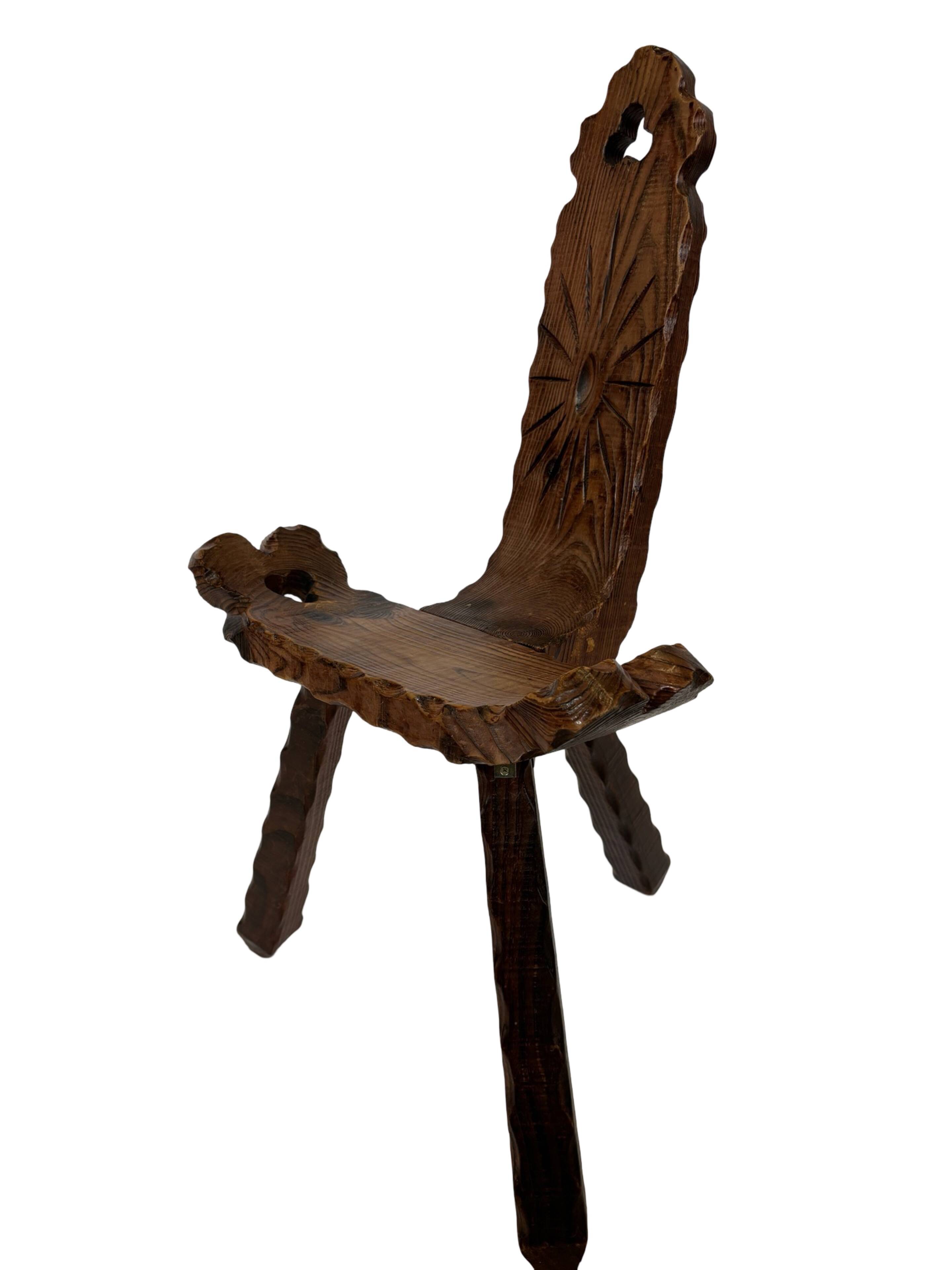 Vintage Spanish chair stool brutalist design