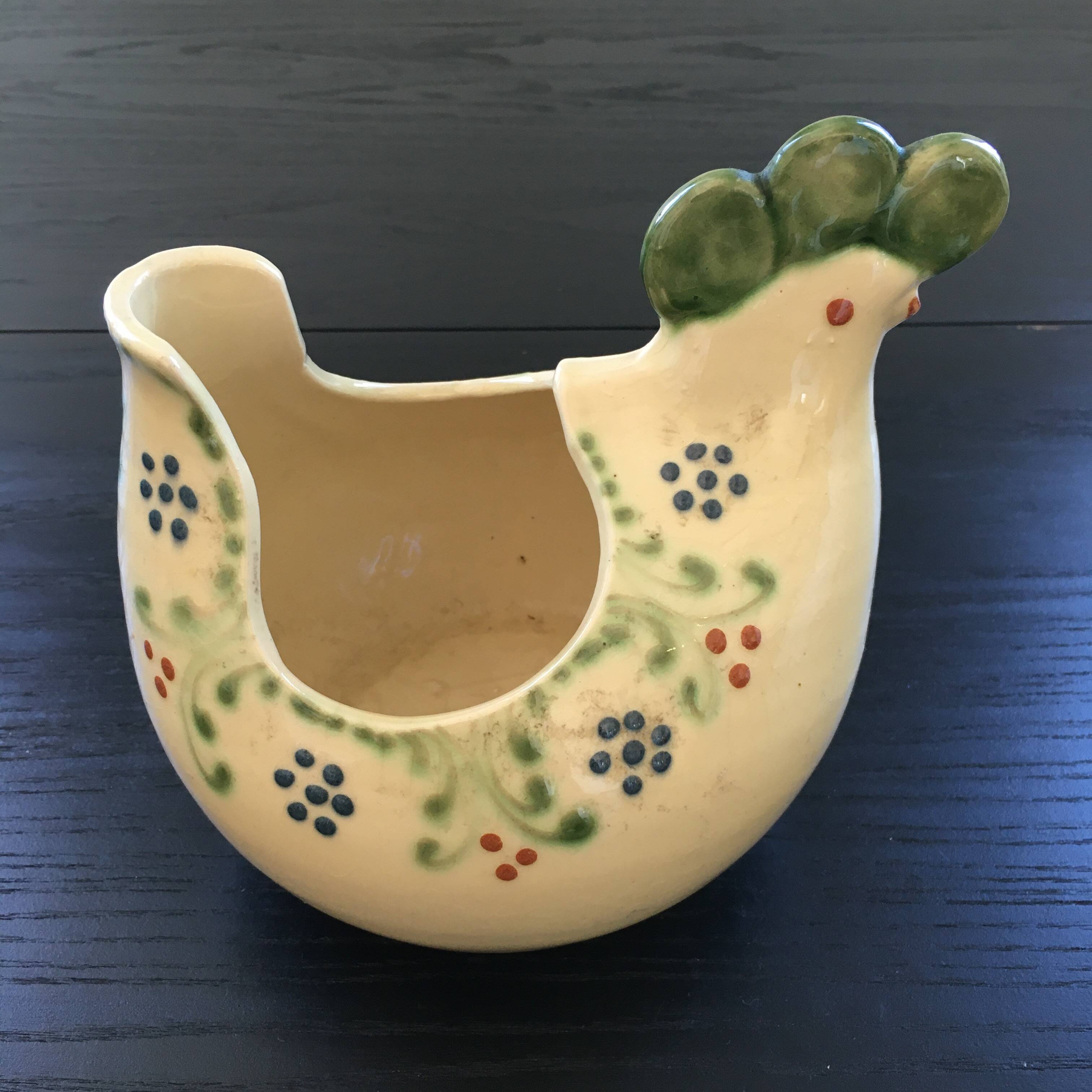 Floral chicken-shaped planter
