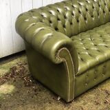 Chesterfield green leather sofa