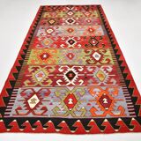5x11 Colorful Vintage Kilim Rug, Modern Kilim Rug, 158x335Cm,Rare Style Rug