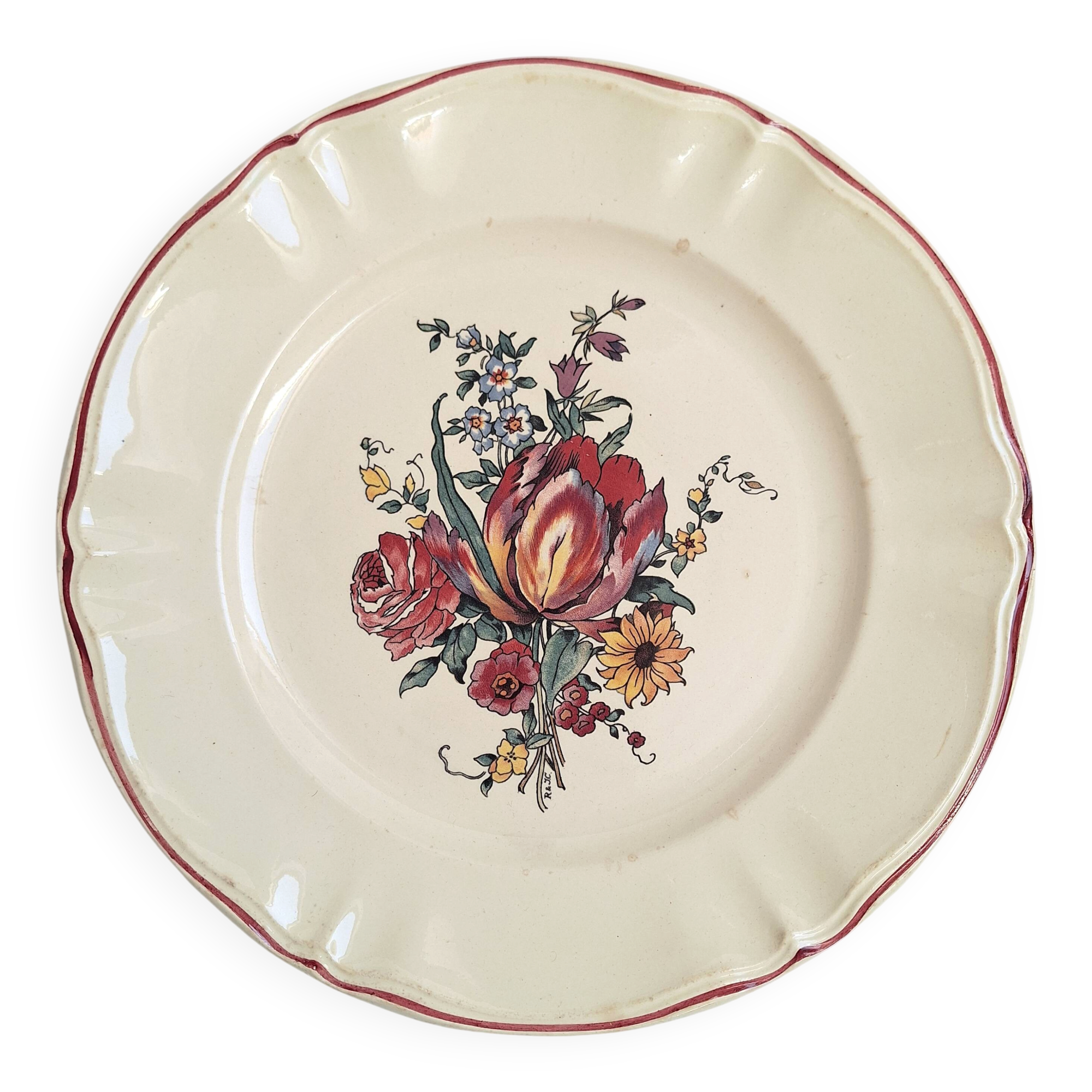 Round plate Digoin Sarreguemines Model Lorraine