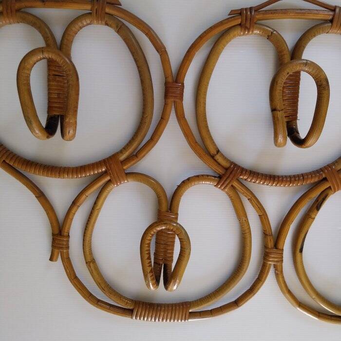 Vintage rattan coat rack by Franco Albini