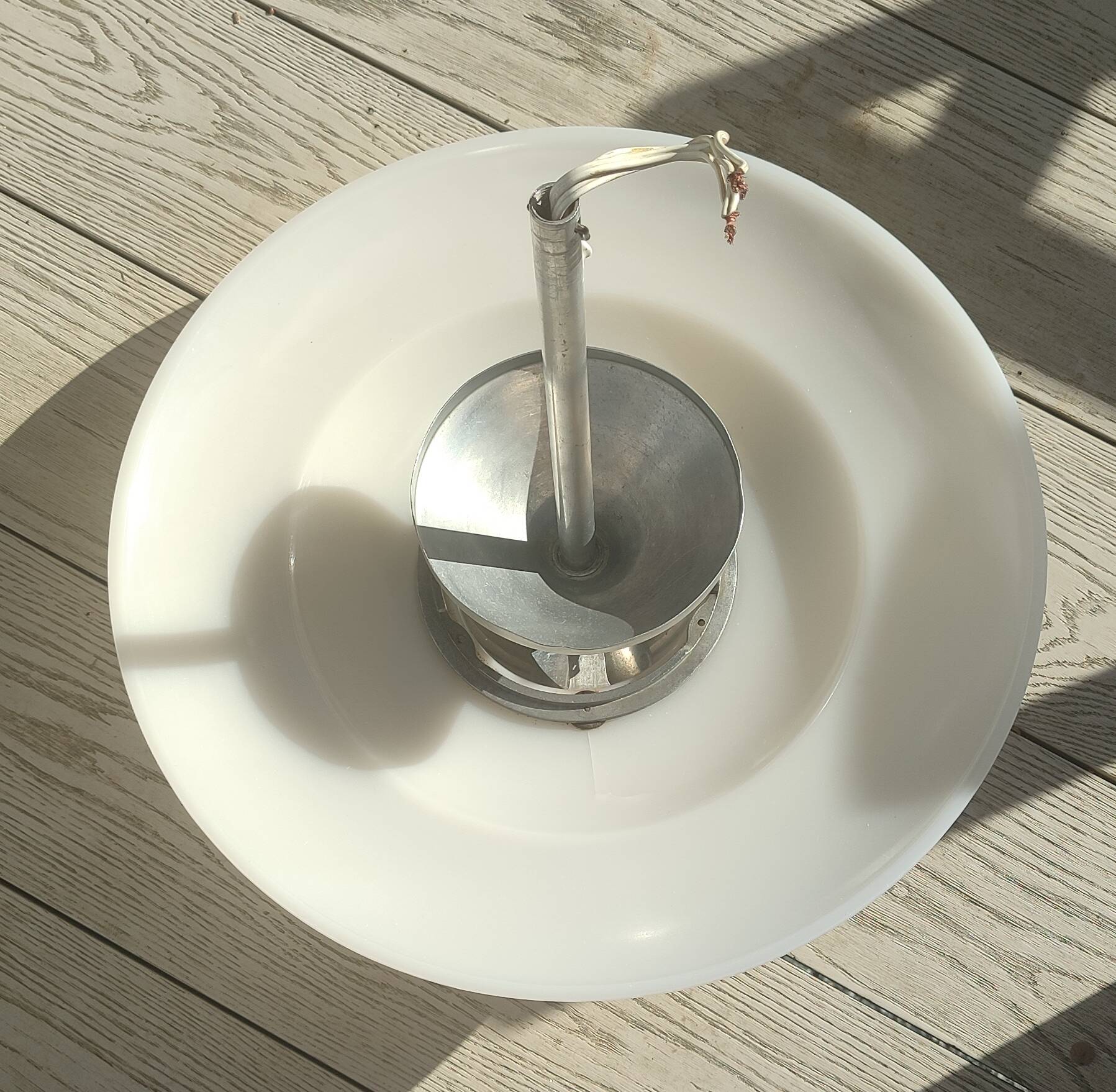 40s/50s pendant light in frosted glass and chrome