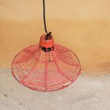 Vintage tulip hanging lamp in rattan