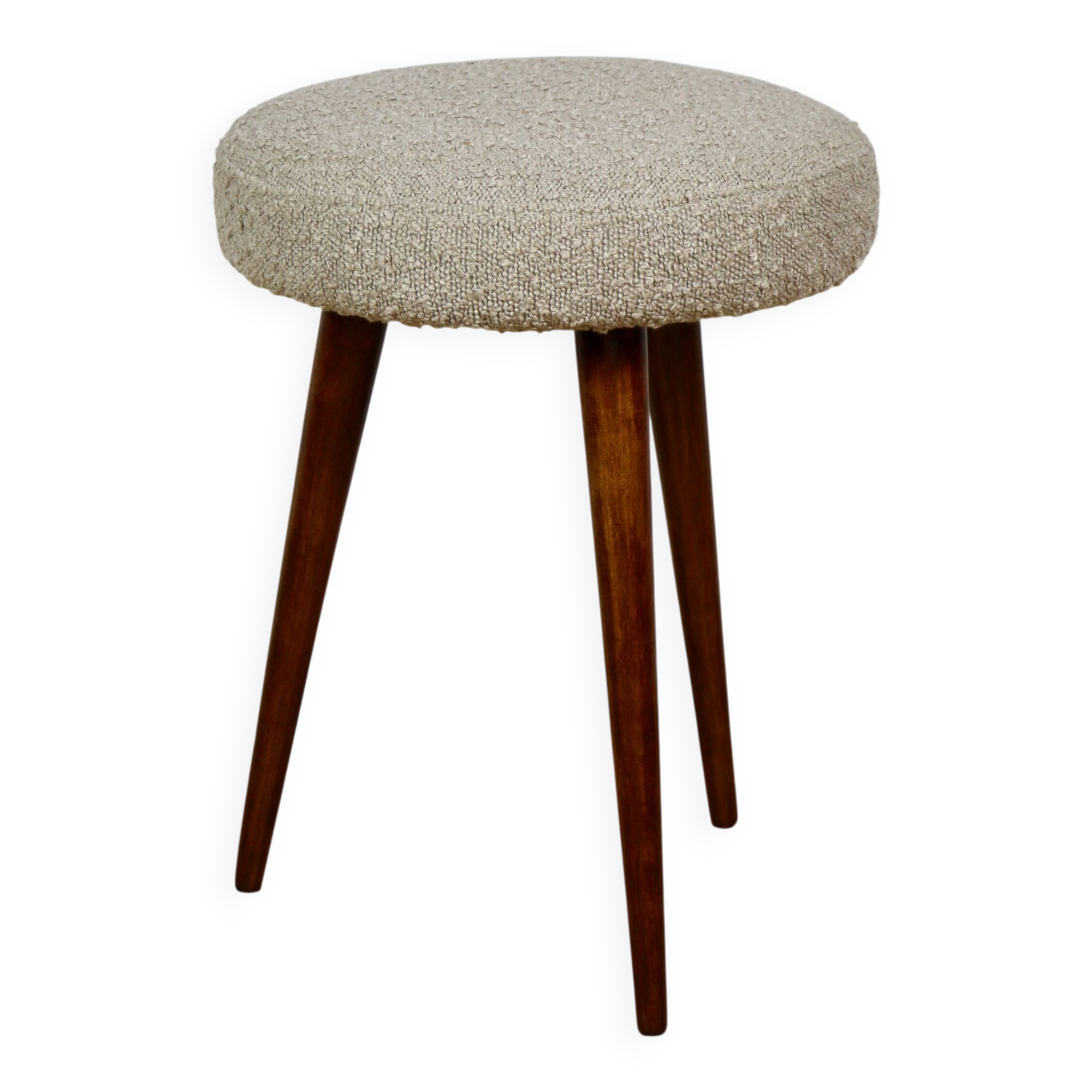 Round beige boucle stool