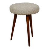 Round beige boucle stool