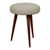 Round beige boucle stool