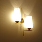 Pair vintage wall lamps 60 glass brass