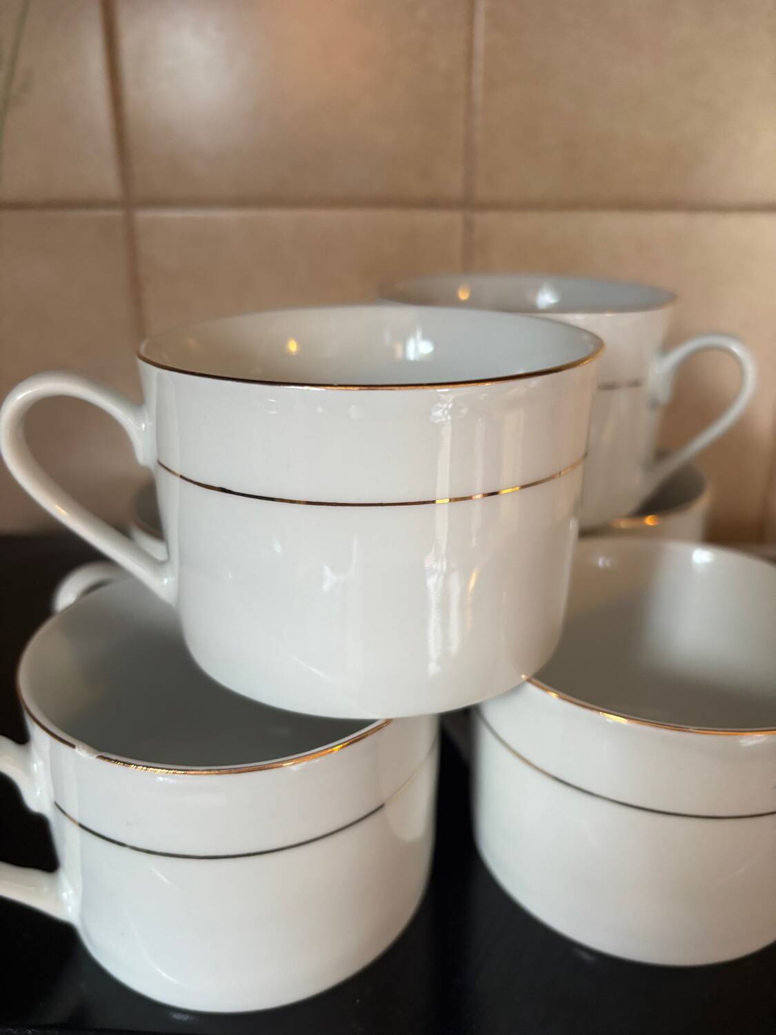 Set of six porcelain cups