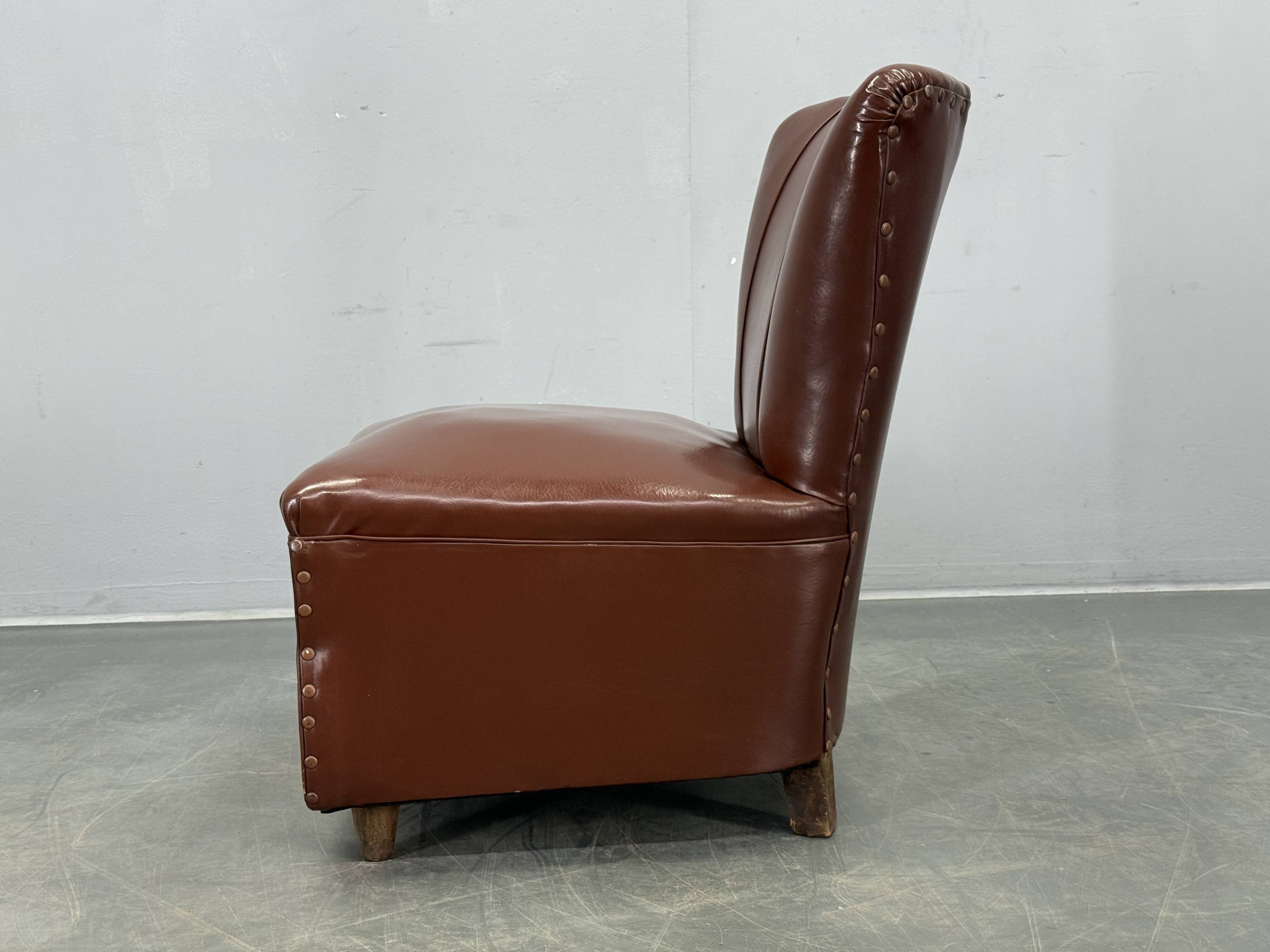 1950s Italian Mid Century Leatherette Lounge Chair