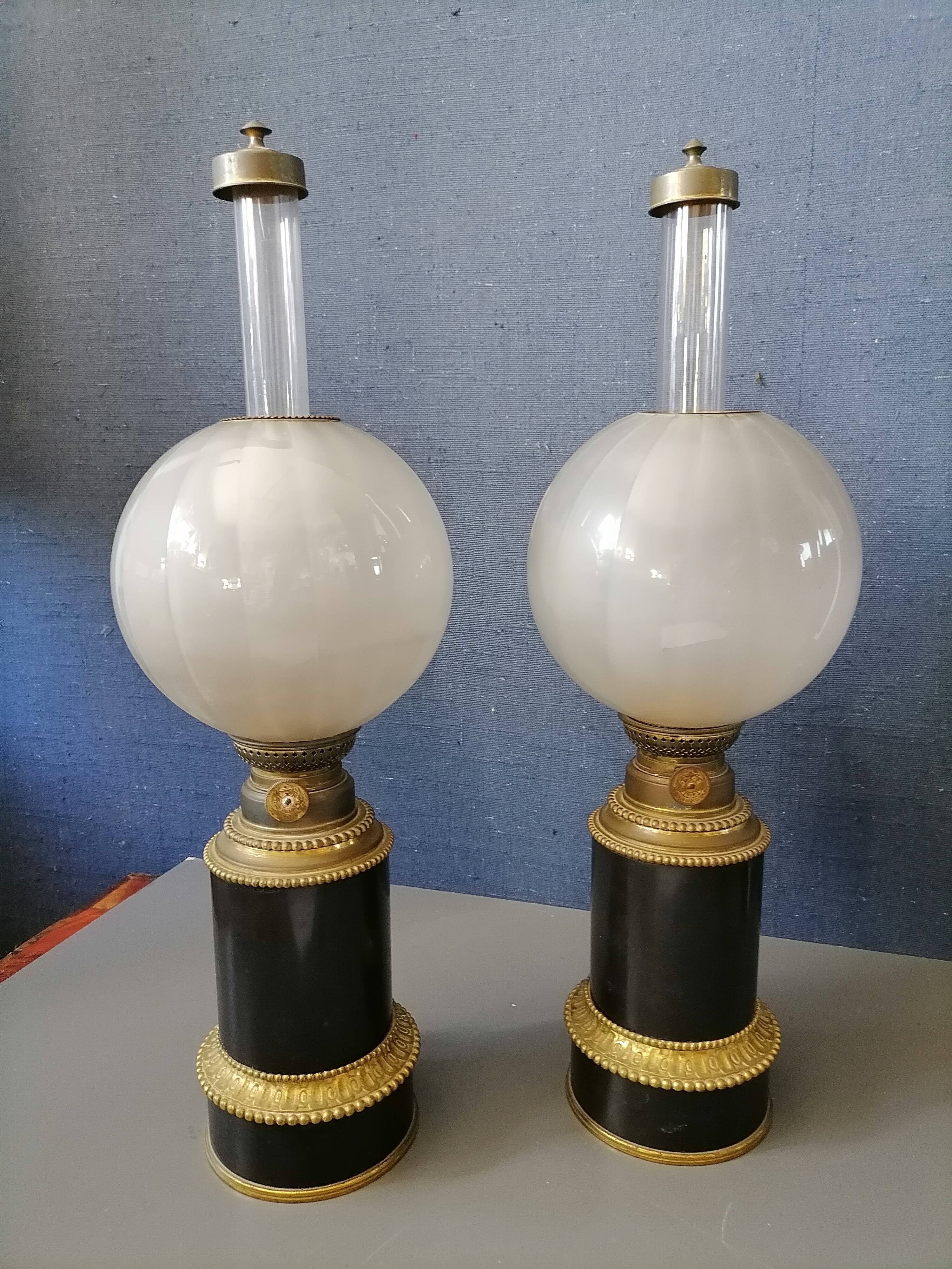 Paire de lampes à pétrole Napoléon III