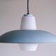 Philips pendant light in frosted sky blue glass by Louis Kalff