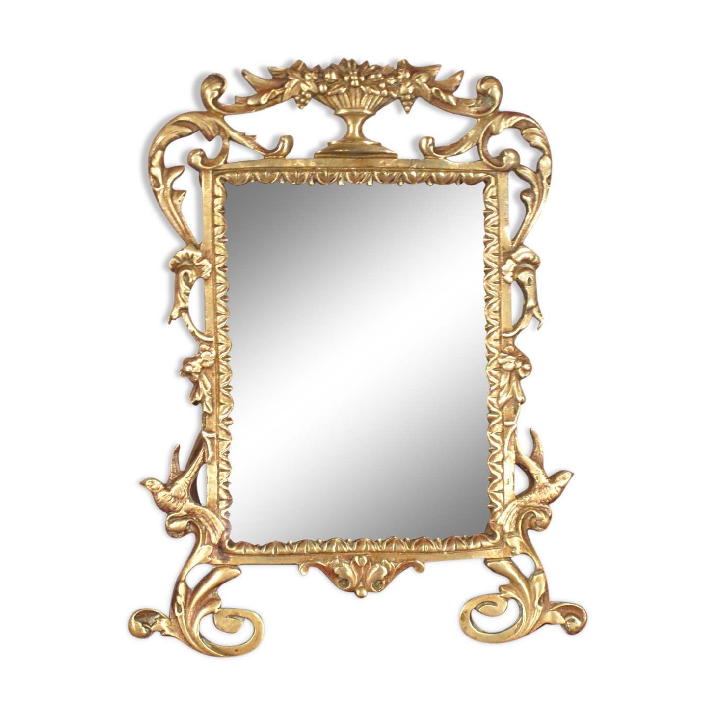 Mirror Psyche table of the XIX th in Gilded Bronze, LOUIS XV style, beveled ice cream