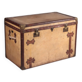 Vintage mail bag from the 1910s-20s in leather and gilded brass, France.