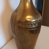 Large brass vase – sculptural piece – geometric decoration – 64.5 cm